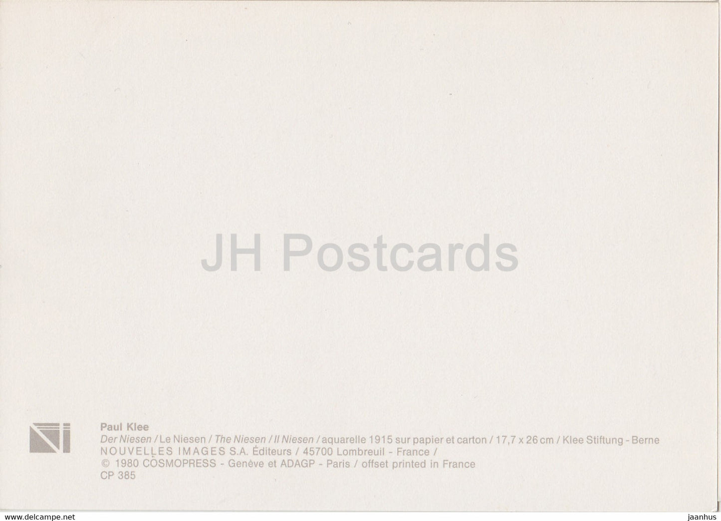 painting by Paul Klee - Der Niesen - German art - 1980 - Germany - unused