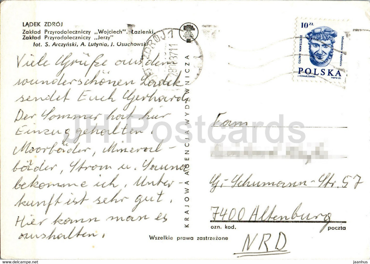 Ladek Zdroj - Zaklad Przyrodoleczniczy - Wojciech - Department of Natural Medicine - multiview - 1987 - Poland - used