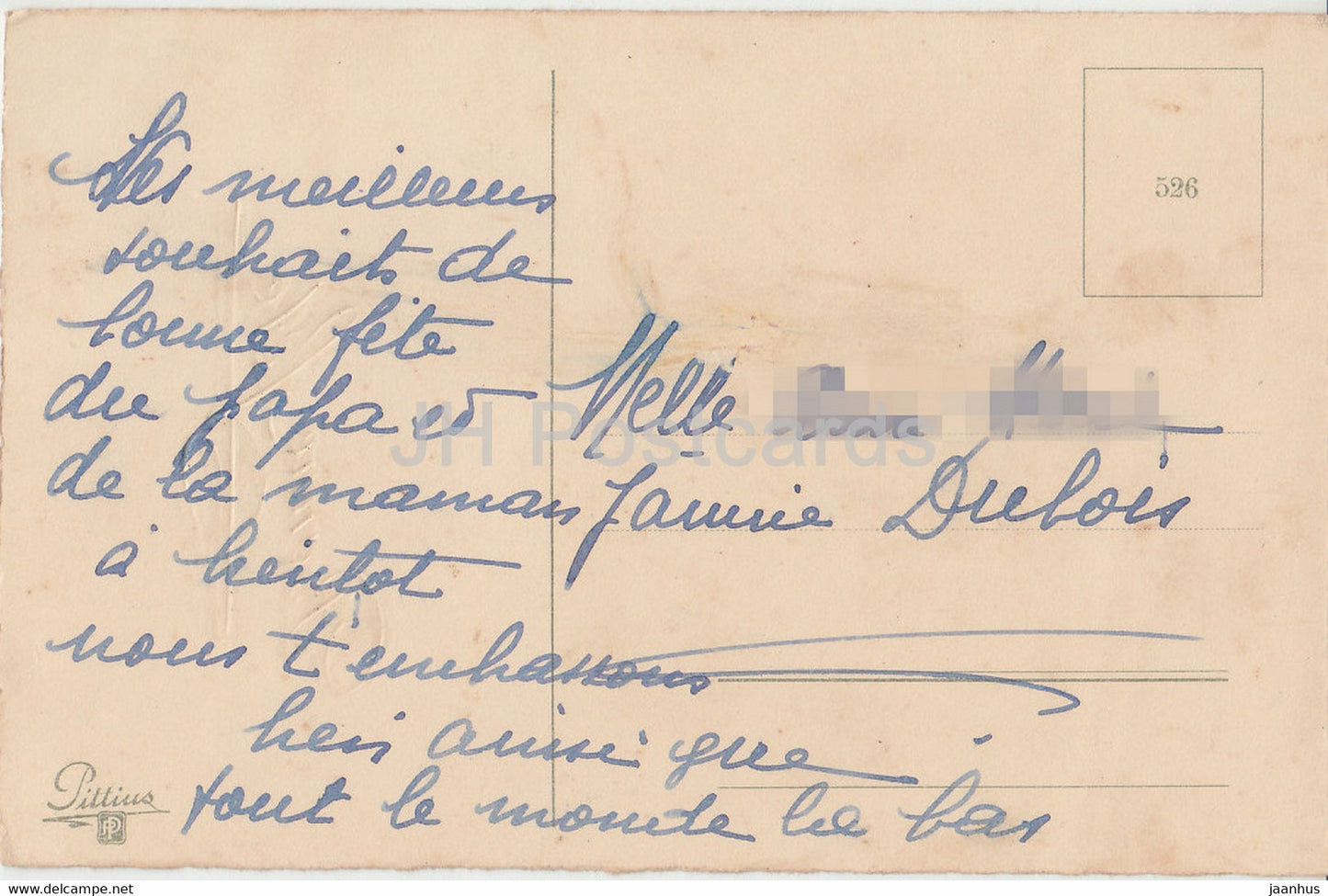 Carte de voeux anniversaire - Bonne Fête - fleurs - roses - Pittius 526 - illustration - carte postale ancienne - France - occasion