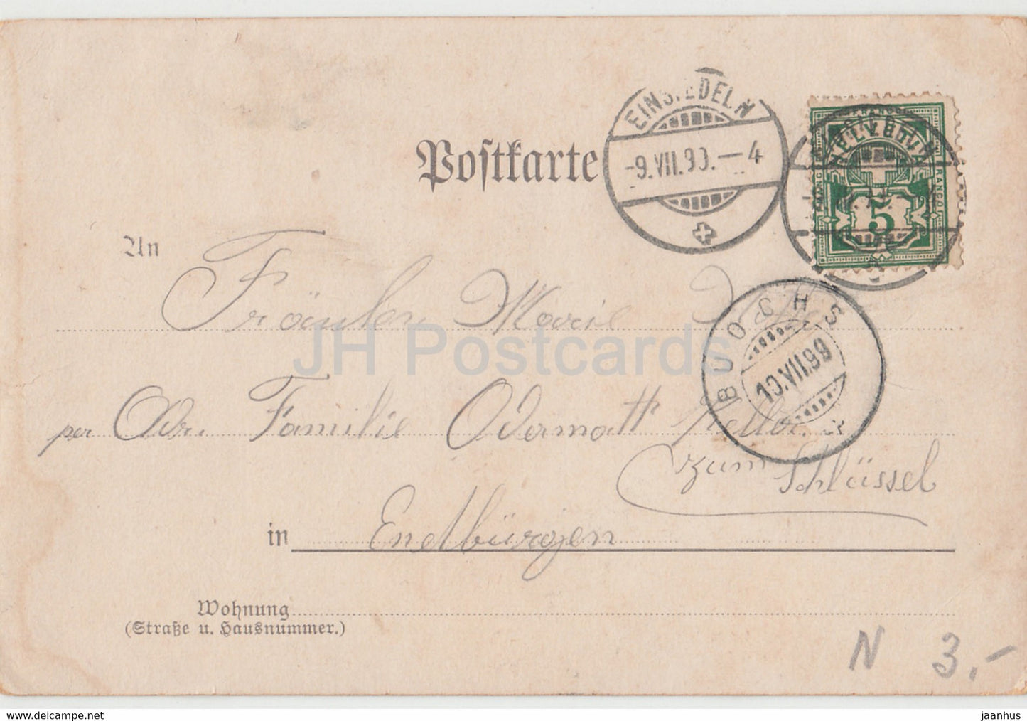 Schonste Stunde - couple - femme et homme - L Bruhl - Dess No 200 - carte postale ancienne - 1899 - Allemagne - utilisé