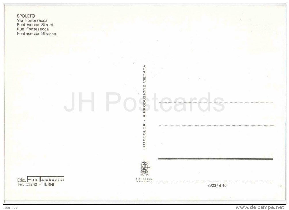Via Fontesecca - street - Spoleto - Perugia - Umbria - 8933 - Italia - Italy - unused - JH Postcards