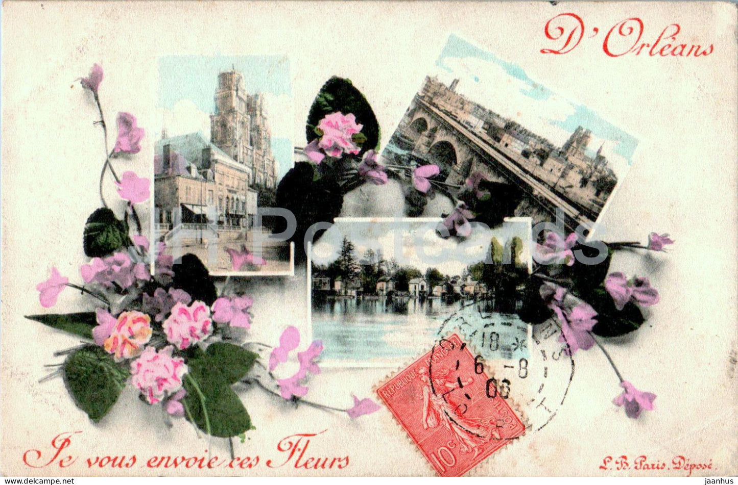 D'Orleans - Je vous envoie ces Fleurs - old postcard - 1906 - France - used - JH Postcards
