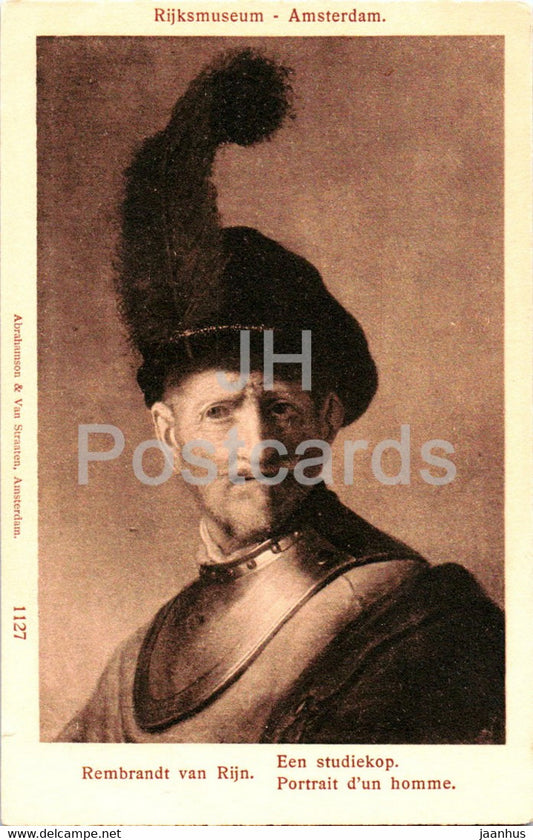 painting by Rembrandt - Een studiekop - 1127 - Dutch art - old postcard - Netherlands - unused - JH Postcards