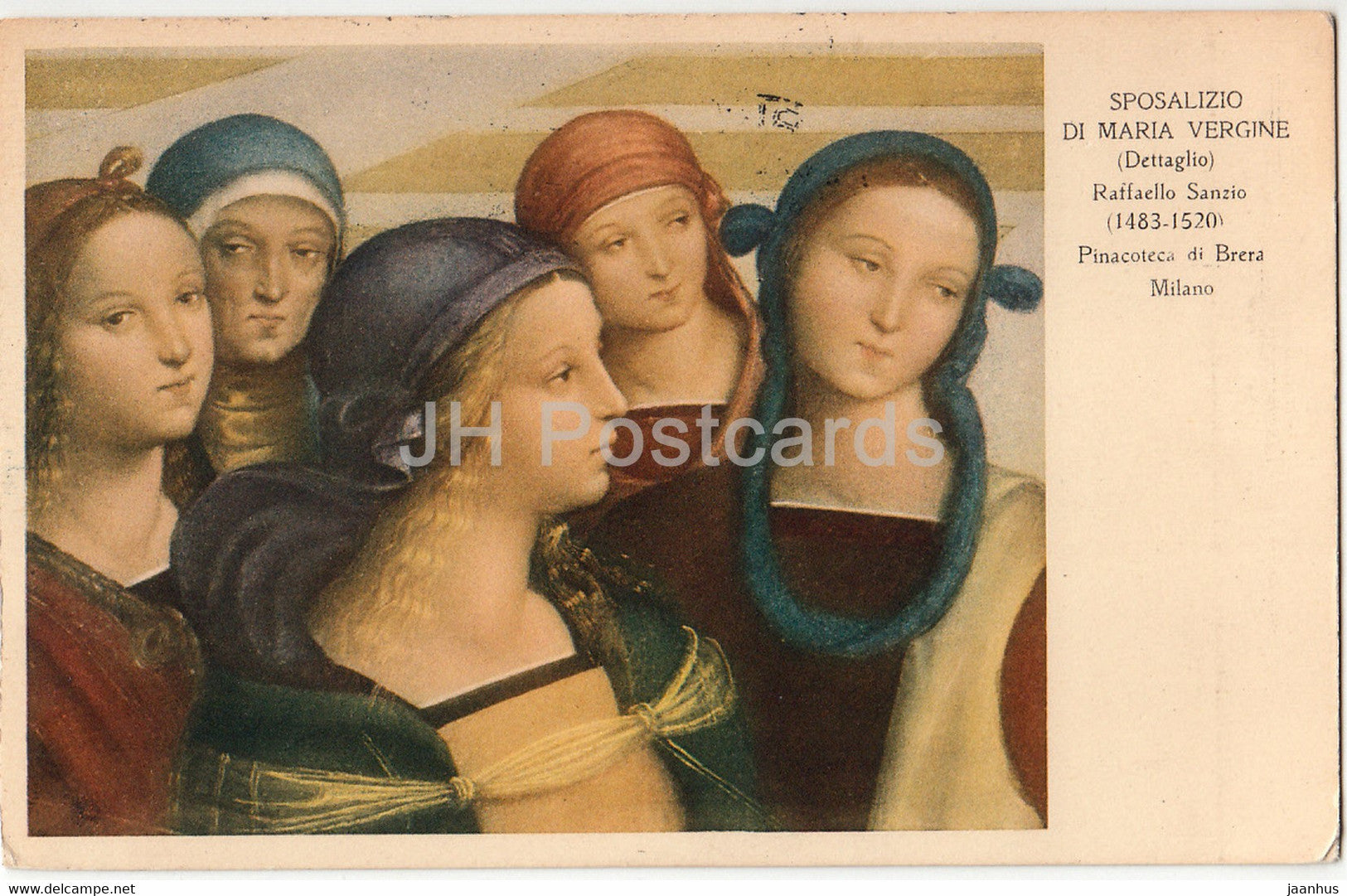 painting by Raphael - Sposalizio di Maria Vergine - Virgin Mary - Italian art - old postcard - 1931 - Italy - used - JH Postcards