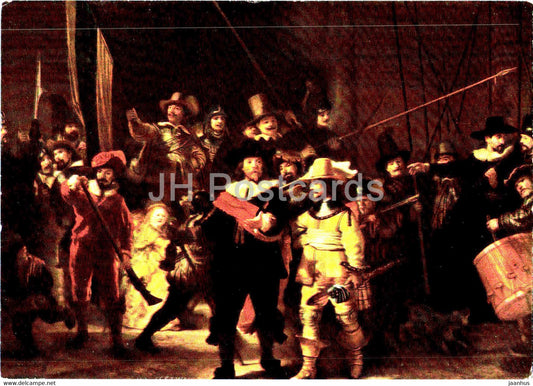 painting by Rembrandt - Die Nachtwache - The Sentry - Dutch art - Germany - unused - JH Postcards