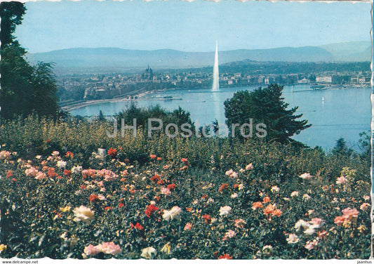 Geneva - Geneve - Le Lac - Le Jet d'Eau et la Ville depuis le coteau de Cologny - 515 - Switzerland - unused - JH Postcards