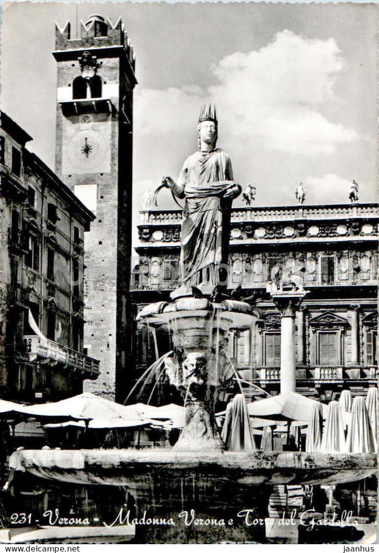 Verona - Madonna Verona e Torre del Gardello - Our Lady of Verona - Gardello tower - 231 - 1962 - Italy - used - JH Postcards