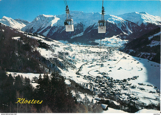 Klosters - Dorf und Platz - Skigebiet Madrisa - Luftseilbahn Albeina - cable car - Switzerland - unused - JH Postcards