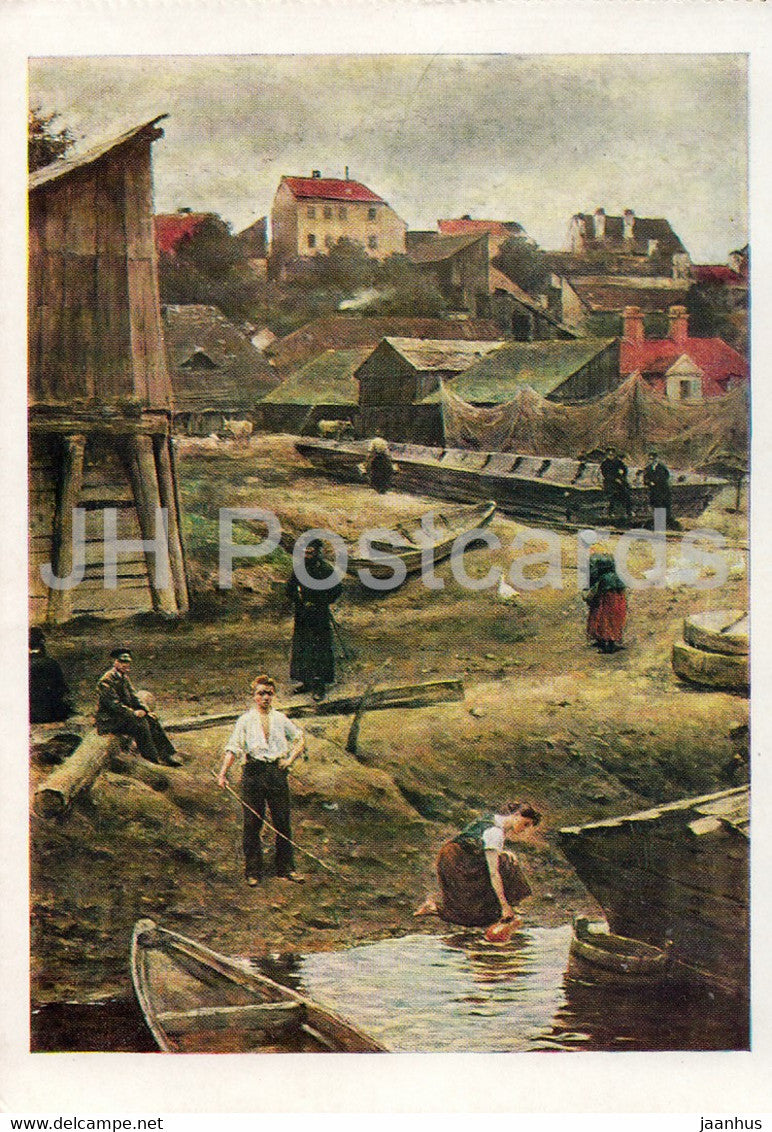 painting by Aleksander Gierymski - Weichselufer - Vistula river bank - Polish art - 1969 - Germany - unused - JH Postcards