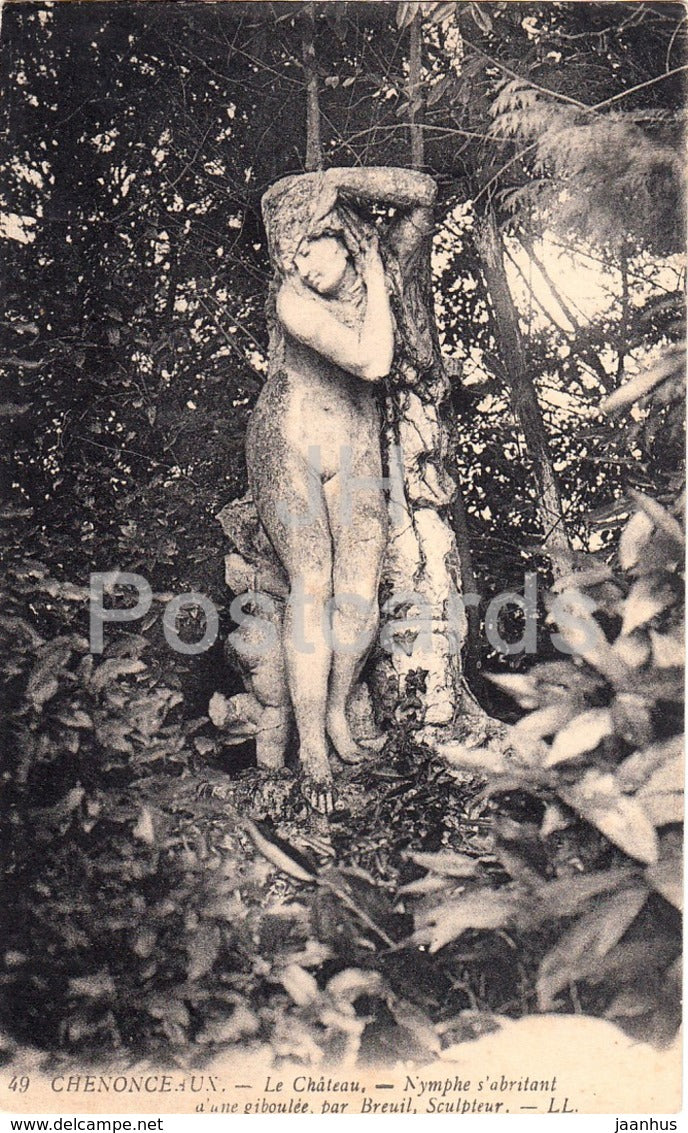 Chenonceaux - Le Chateau - Nymphe s'abritant - castle - 49 - old postcard - France - unused - JH Postcards
