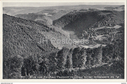 Blick vom Forsthaus Paulushof Honigberg bei der Urftalsperre ins Tal - Seehof - old postcard - Germany - unused - JH Postcards