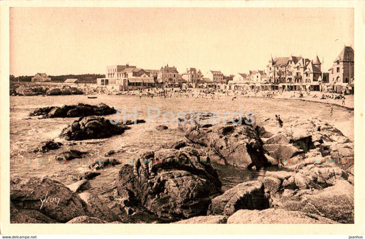 Le Croisic - Les Rochers et la Plage de Port Lin - La Douce France - beach - 2 - old postcard - France - unused - JH Postcards