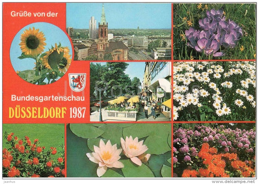 Grüsse von der Bundesgartenschau Düsseldorf 1987 - flowers - water lily - Germany - 1987 gelaufen - JH Postcards
