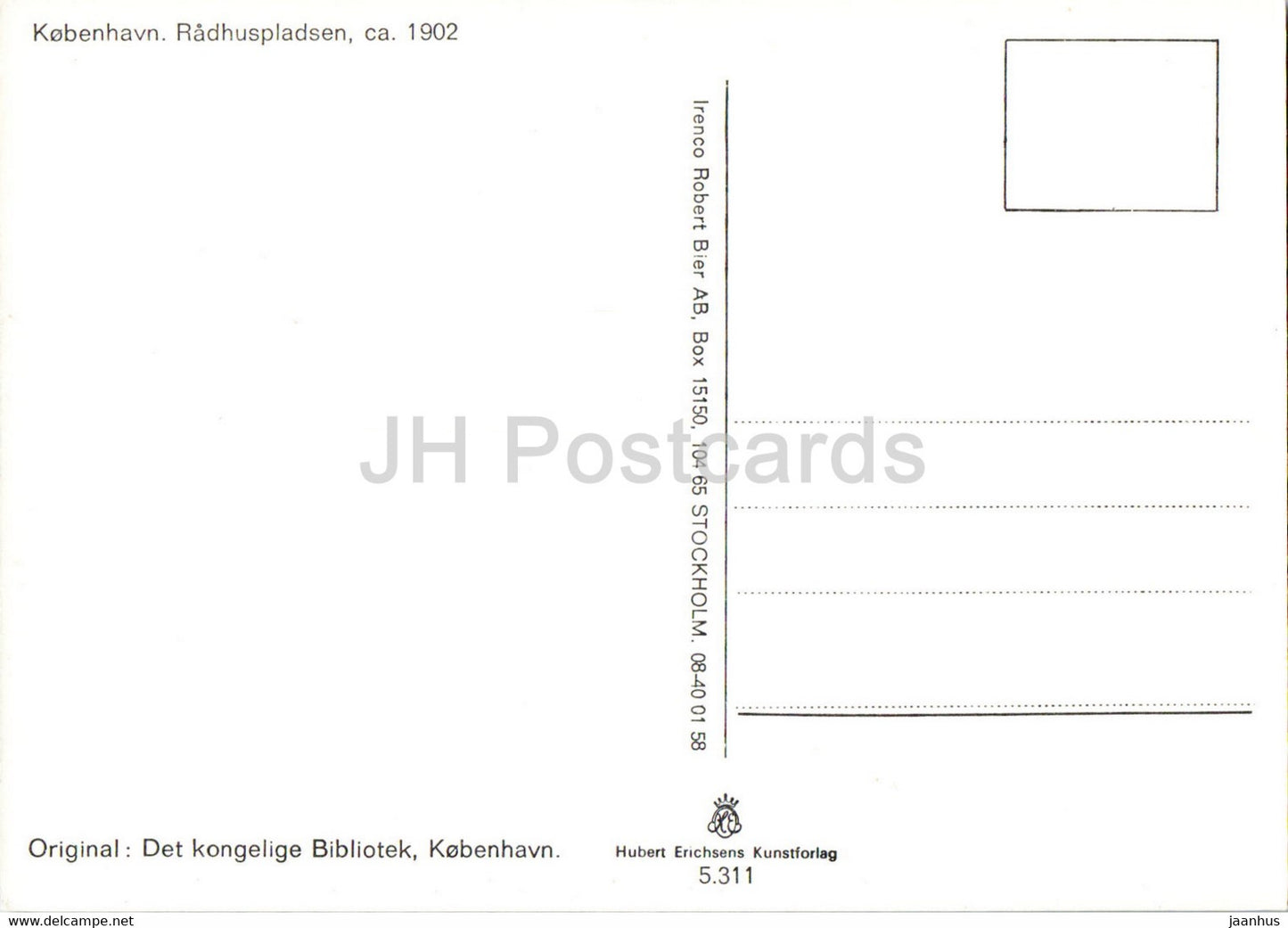 Copenhagen - Radhuspladsen - Town Hall Square in 1902 - tram - REPRODUCTION - Denmark - unused
