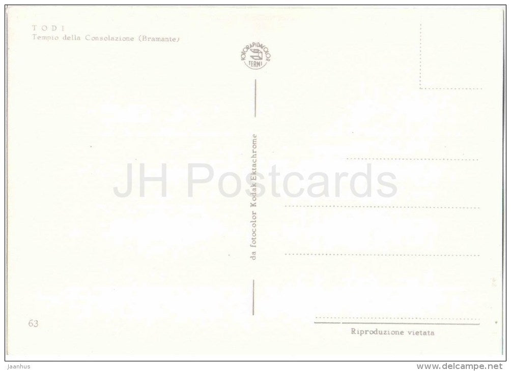 Tempio della Consolazione , Bramante - temple - Todi - Perugia - Umbria - 63 - Italia - Italy - unused - JH Postcards