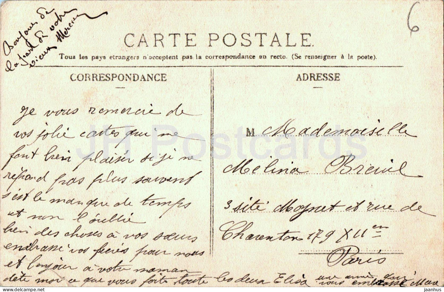 D'Orleans - Je vous envoie ces Fleurs - alte Postkarte - 1906 - Frankreich - gebraucht 