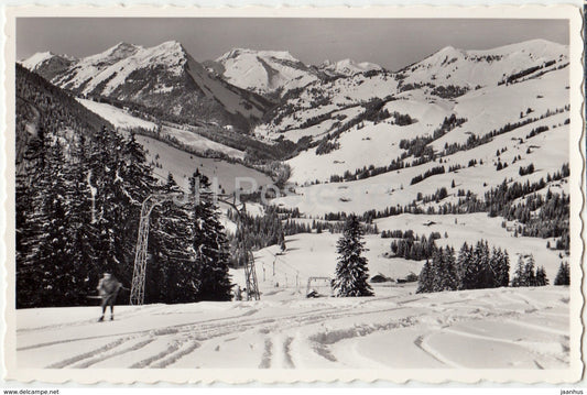 La Lecherette 1380 m - Arrivee du teleski - ski resort - alpine skiing - Switzerland - 1961 - used - JH Postcards