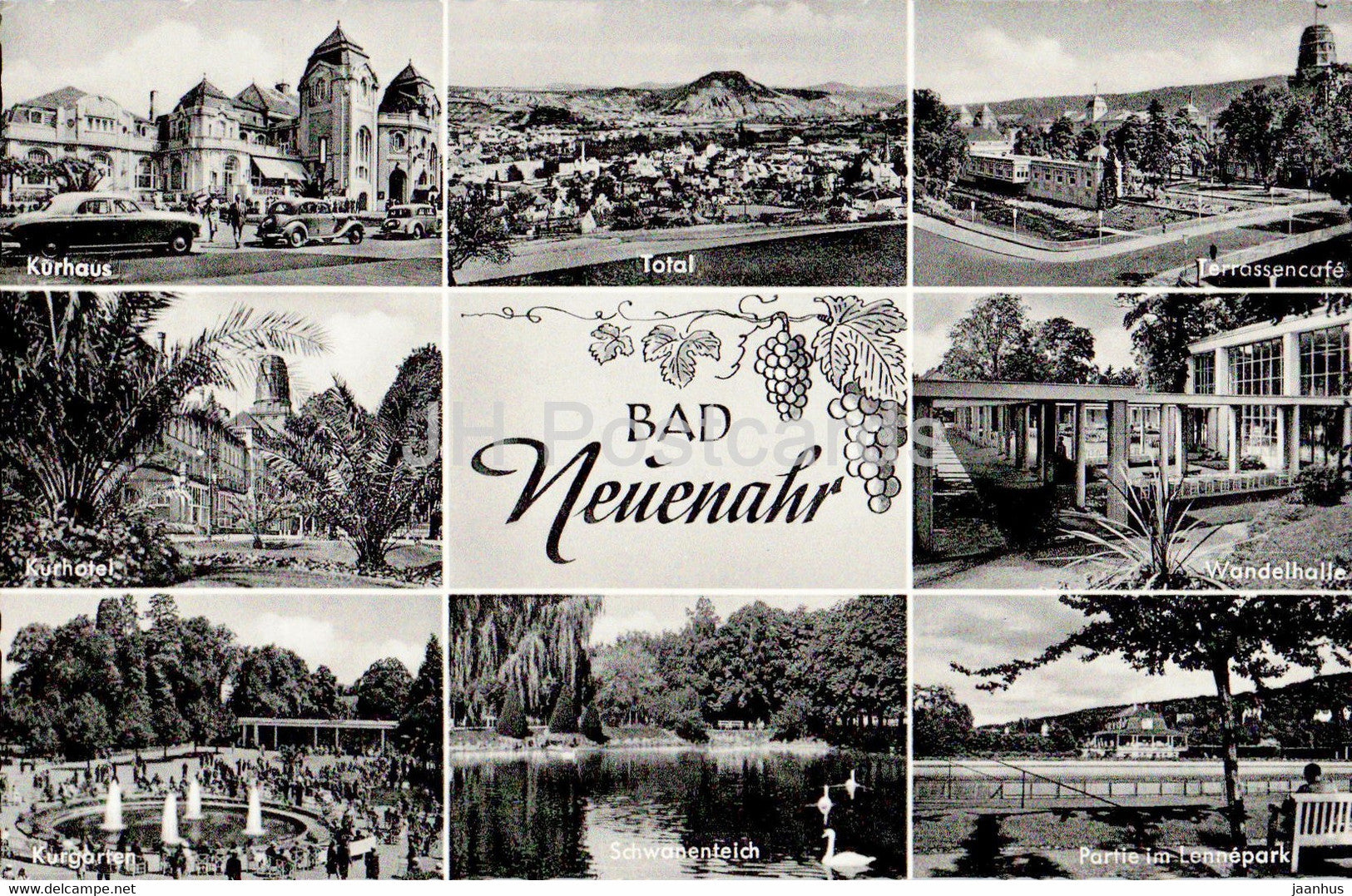 Bad Neuenahr - Kurhaus - Terrassencafe - Kurhotel - Wandelhalle - Kurgarten - old postcard - Germany - unused - JH Postcards