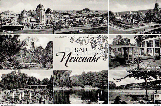 Bad Neuenahr - Kurhaus - Terrassencafe - Kurhotel - Wandelhalle - Kurgarten - old postcard - Germany - unused - JH Postcards