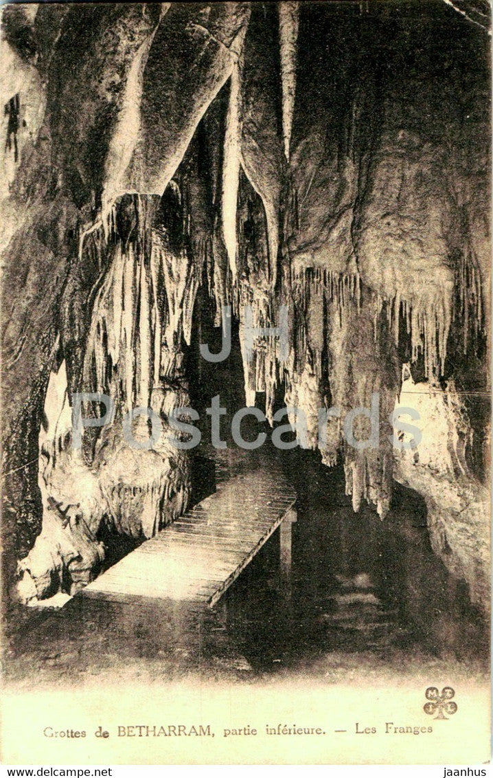 Grottes de Betharram partie inferieure - Les Franges - cave - old postcard - 1922 - France - used - JH Postcards