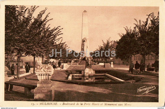 Mulhouse - Boulevard de la Porte Haute et Monument aux Morts - 15 - old postcard - France - unused - JH Postcards