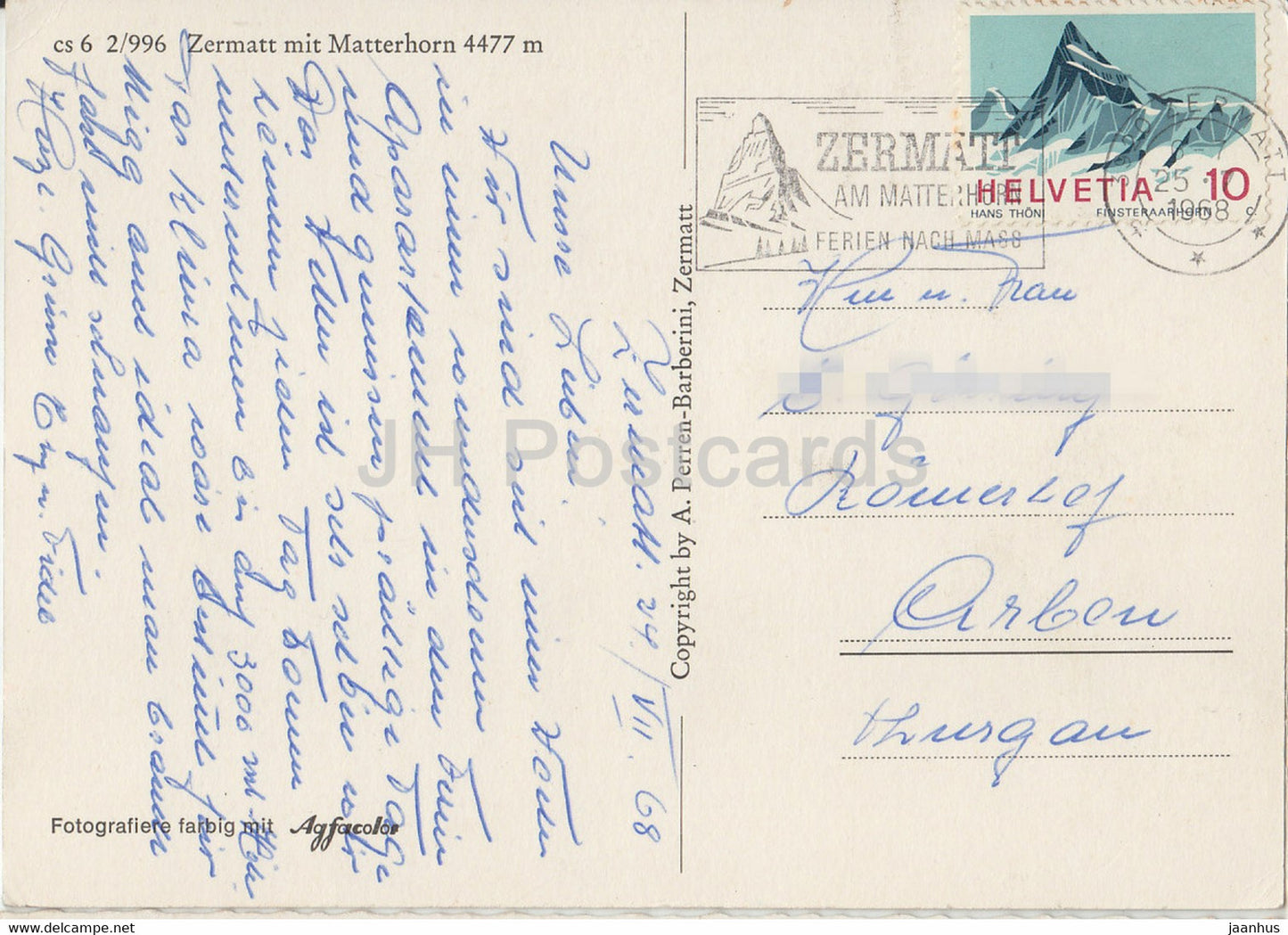 Zermatt mit Matterhorn 4477 m - 1968 - Suisse - occasion