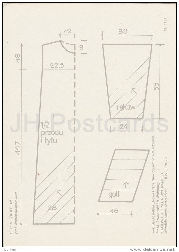 dress Izabella - phone - wallet - woman - Sewing - fashion - handicraft - Poland - unused - JH Postcards