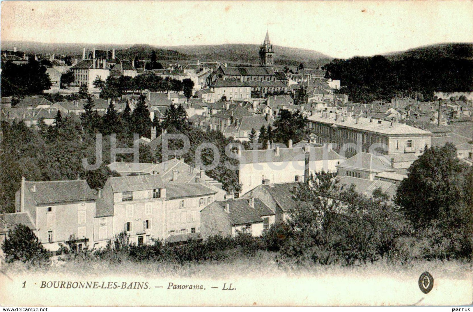 Bourbonne le Bains - Panorama - 1 - old postcard - 1917 - France - used - JH Postcards