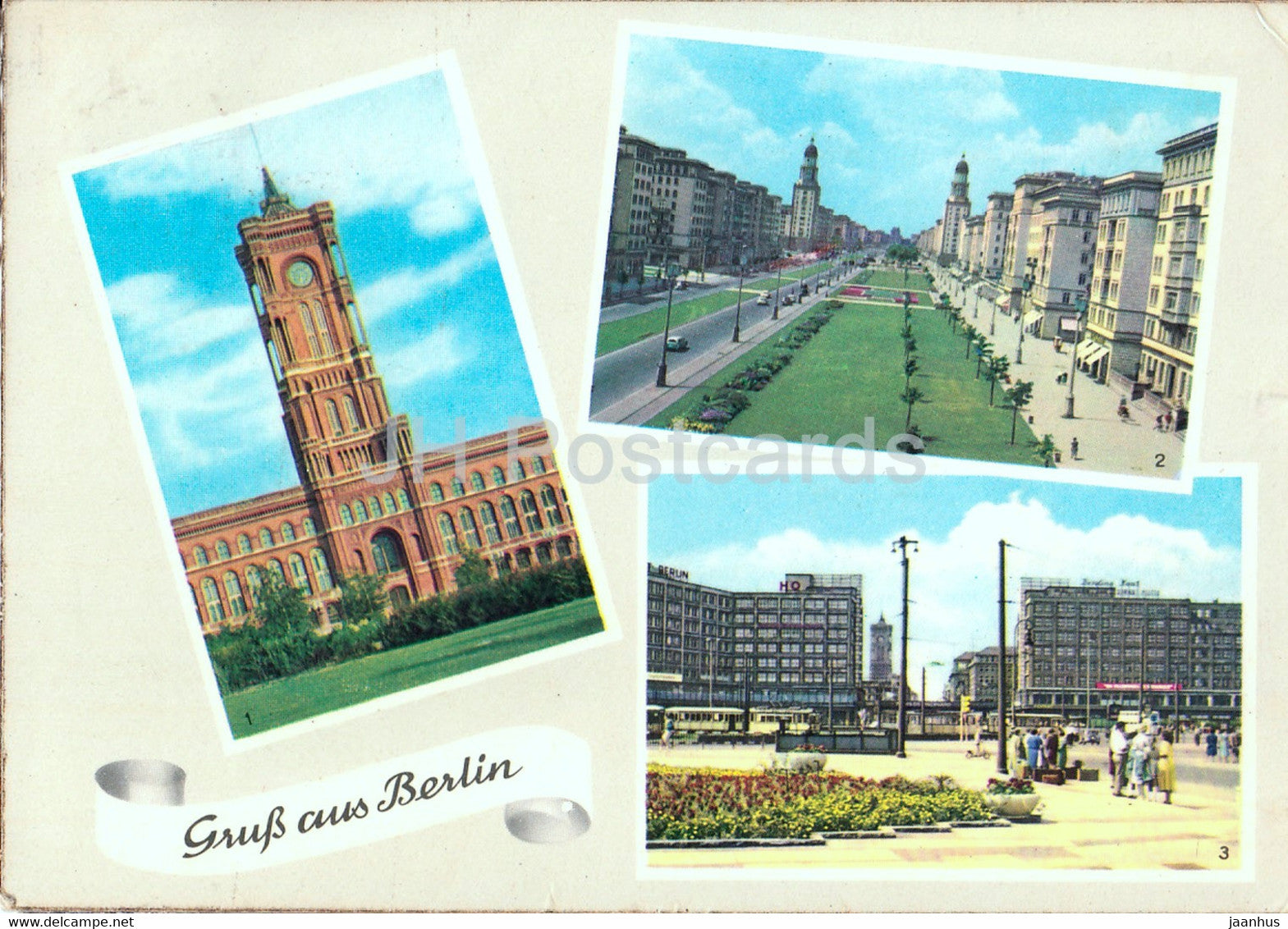 Berlin - Gruss aus Berlin - Rathaus - Am Frankfurter Tor - Alexanderplatz - 1964 - Germany DDR - used - JH Postcards