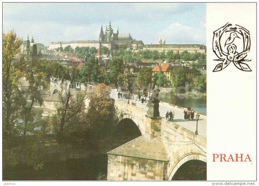 The Charles bridge and the Prague Castle - Praha - Prague - Czechoslovakia - Czech - unused - JH Postcards