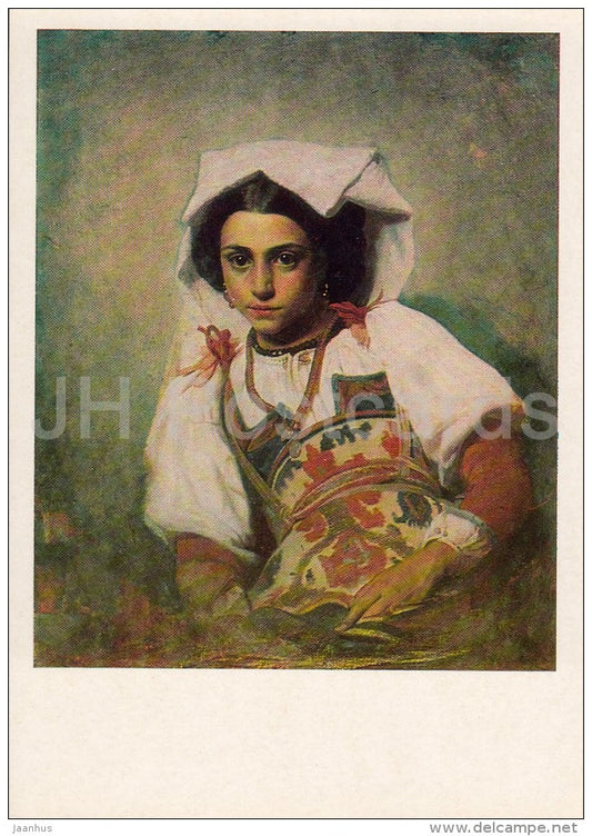 painting by P. Chistyakov - Giovannina , 1864 - girl - Russian art - Russia USSR - 1983 - unused - JH Postcards