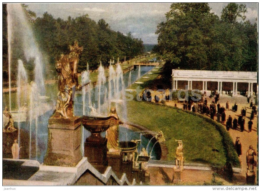 Great Cascade - Samson fountain - Petrodvorets - 1956 - Russia USSR - unused - JH Postcards