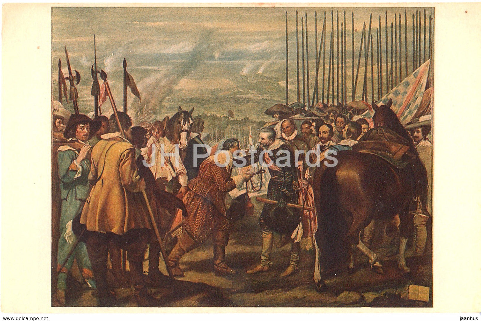 painting by Diego Velazquez - La Reddition de Breda - horse - 684 - Spanish art - old postcard - Italy - unused - JH Postcards