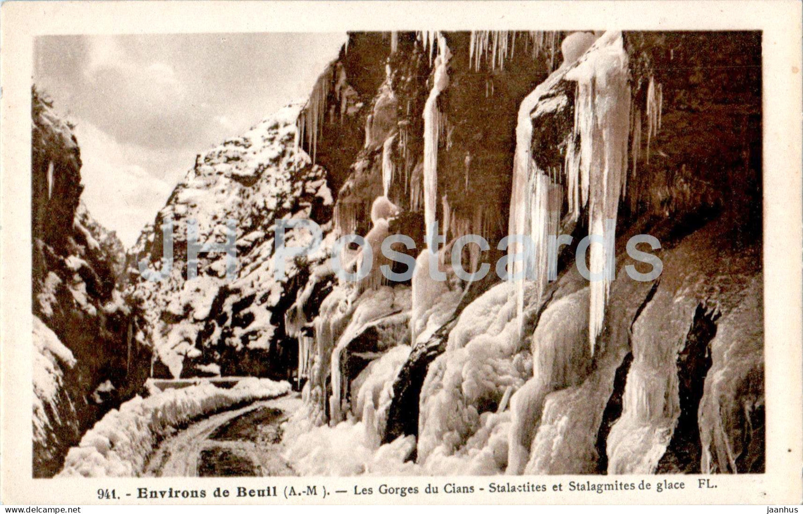 Environs de Beuil - Les Gorges du Cians - Stalactites et Stalagmites de glace - 941 - old postcard - France - unused - JH Postcards