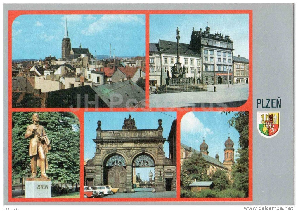 Plzen - Bedrich Smetana monument - architecture - town views - Czechoslovakia - Czech - unused - JH Postcards