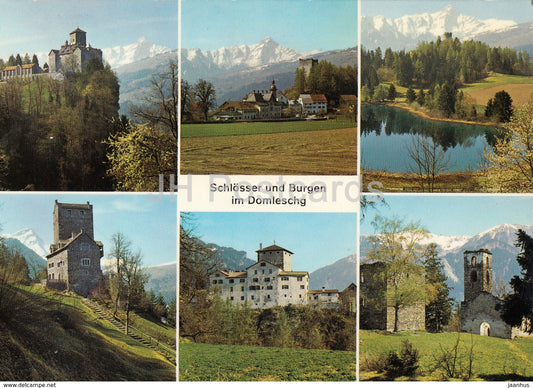 Schlosser und Burgen im Domleschg - Ortenstein - Ehrenfels - Rietberg - Alt und Neu Sins - castle - Switzerland - unused - JH Postcards