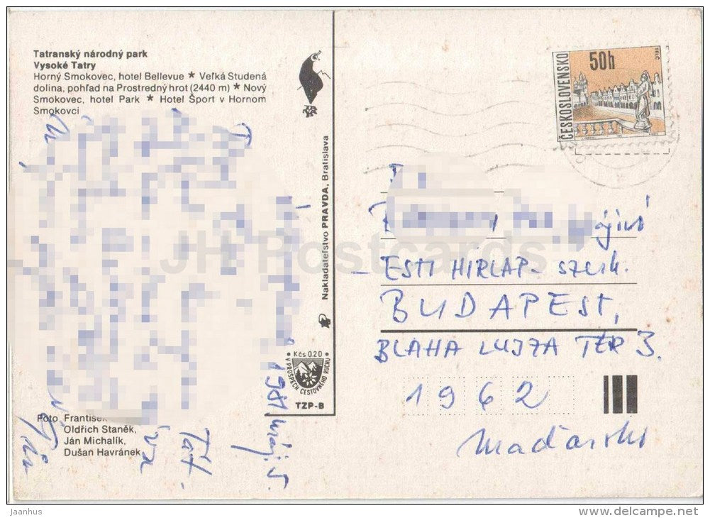 Smokovce - Smokovec - hotel Bellevue - Velka Studena valley - hotel Park - Sport - Czechslovakia - Slovakia - used 1981 - JH Postcards