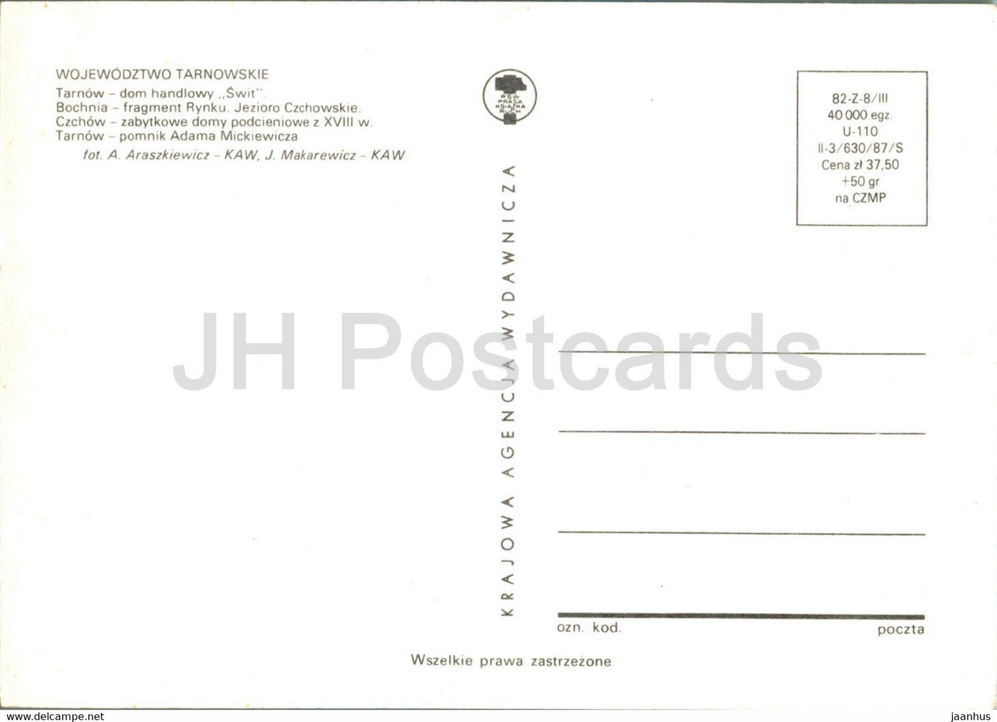 Wojewodztwo Tarnowskie - Tarnow - Bochnia - Czchow - Tarnow Voivodeship - multiview - Poland - unused