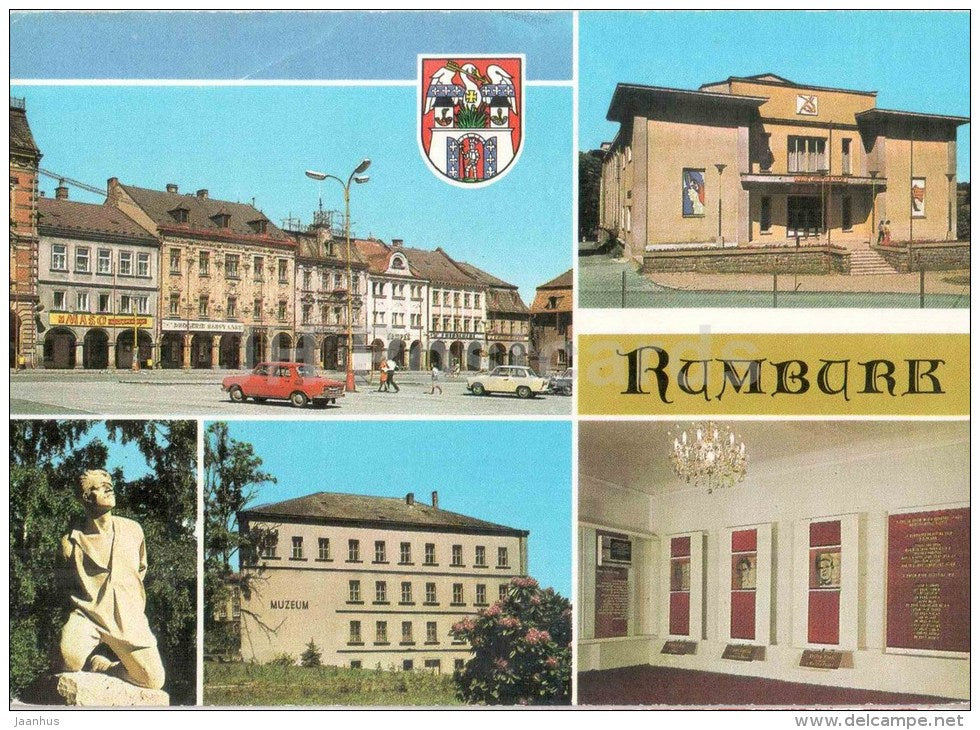 Rumburk - Fucika square - culture house - sculpture - museum - Czechoslovakia - Czech - unused - JH Postcards