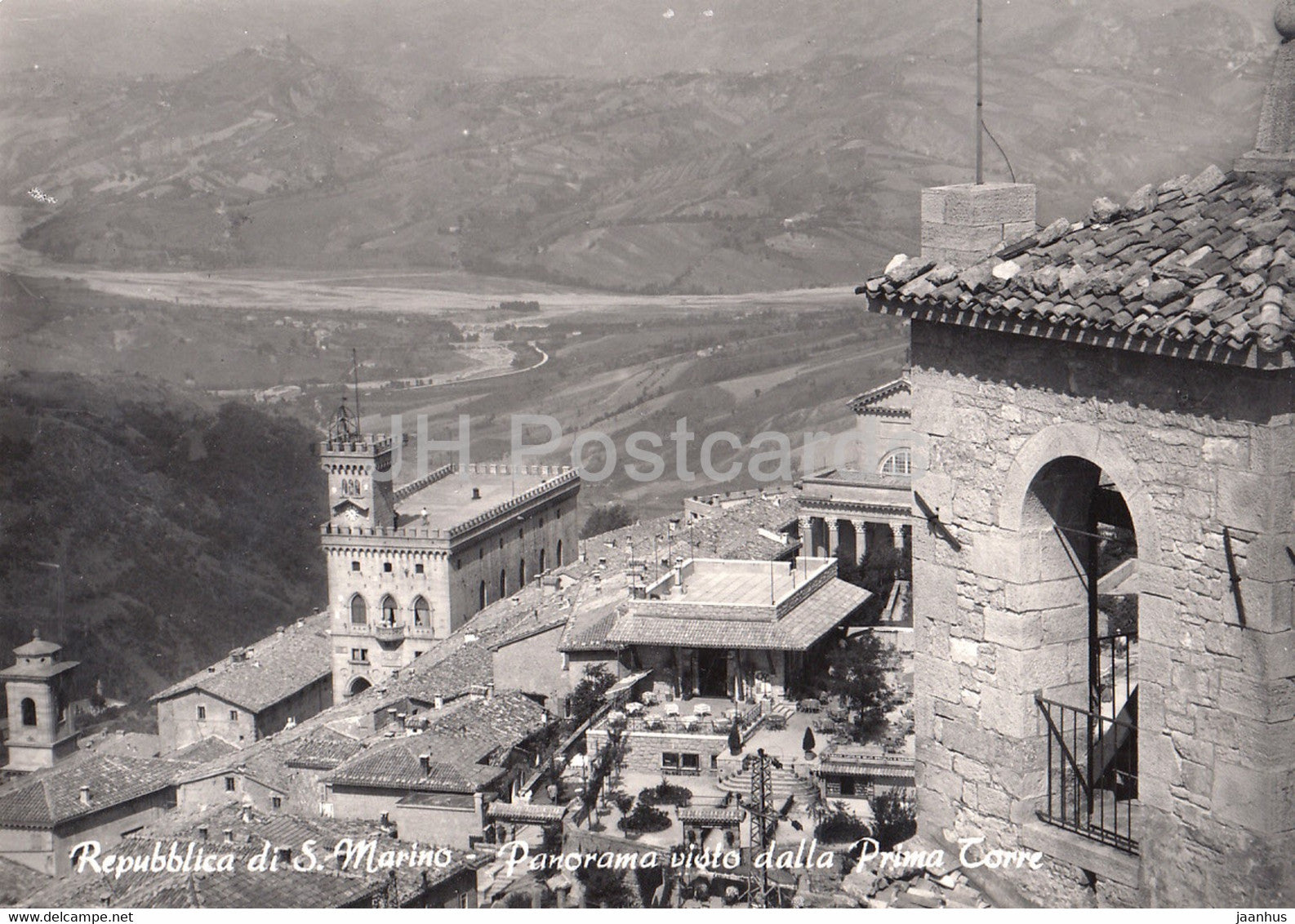 Repubblica di San Marino - Panorama visto dalla Prima Torre - Panorama seen from the First Tower - 65 - San Marino used - JH Postcards