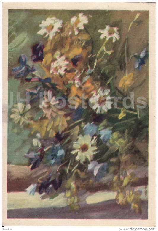 painting by M. Bormeister - Field Flowers - 1959 - Estonia USSR - unused - JH Postcards