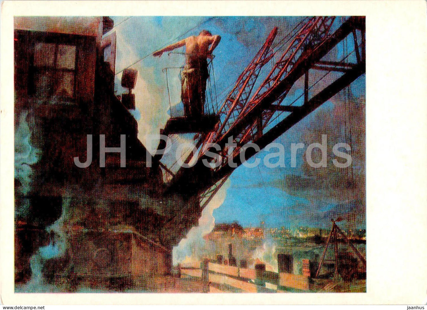 painting by Isaak Brodsky - Dneprostroy Worker - Russian art - 1983 - Russia USSR - unused