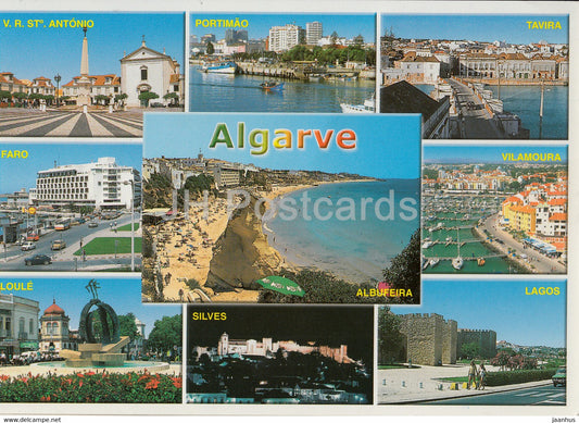 Algarve - Portimao - Tavira - Faro - Albufeira - Vilamoura - Loule - Silves - Lagos - multiview - 2006 - Portugal - used - JH Postcards
