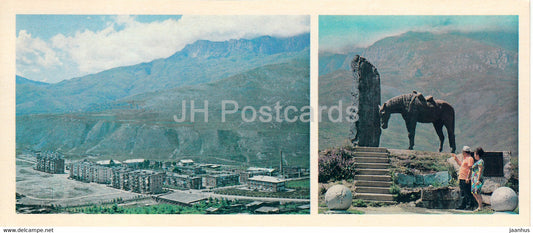 Verkhny Fiagdon village of miners - WWII monument - horse - North Ossetia - 1978 - Russia USSR - unused - JH Postcards