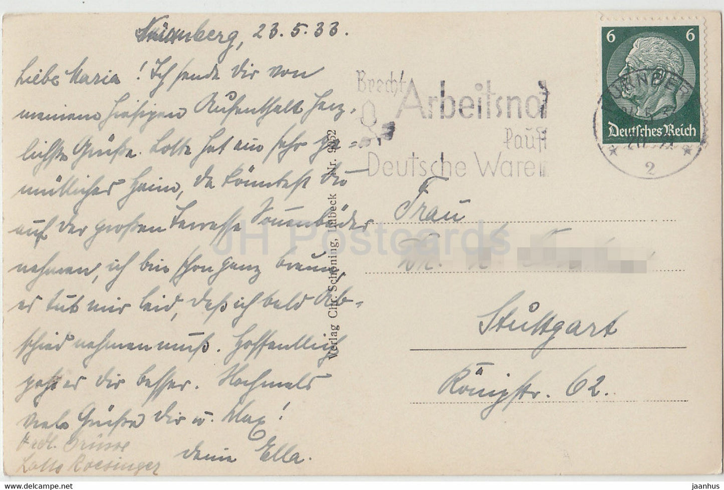 Nurnberg - Schoner Brunnen und Frauenkirche - old postcard - 1933 - Germany - used