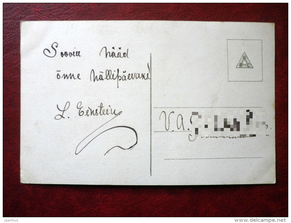 man and woman - couple - flowers - KGL 861/2 - old postcard - circulated in Estonia - used - JH Postcards