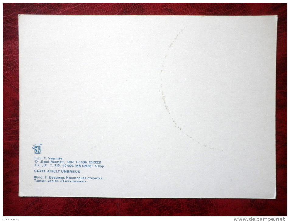 New Year Greetings from Pärnu - fir tree - Pärnu - 1987 - Estonia - USSR - unused - JH Postcards