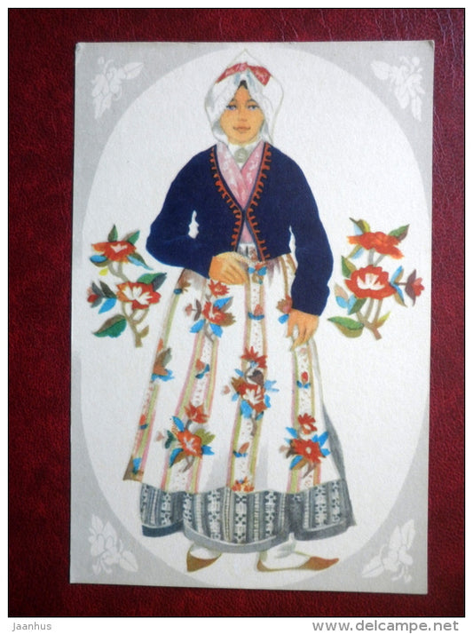 Estonian national costumes - woman from Häädemeeste - 1975 - Estonia - USSR - unused - JH Postcards