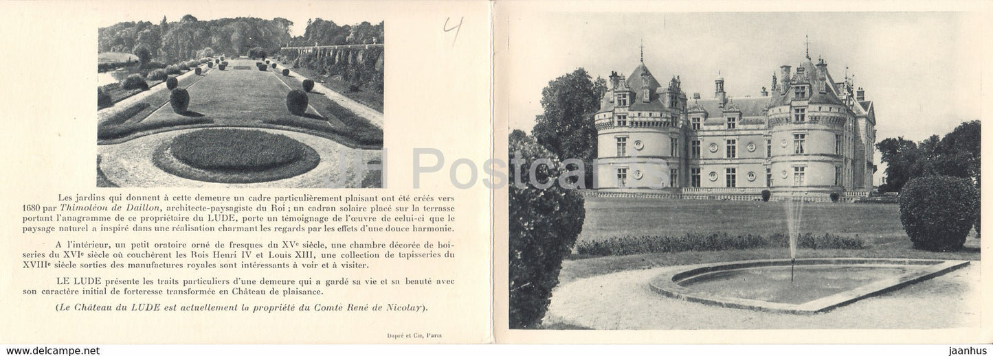 Chateau du Lude - castle - France - unused - JH Postcards