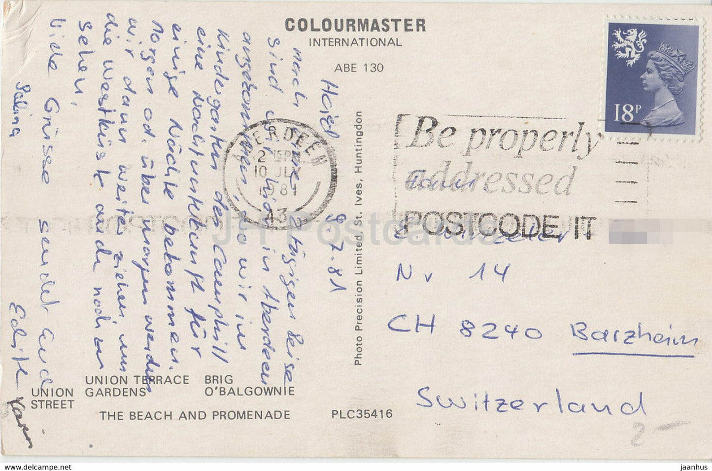 Aberdeen - Union Terrace Brig - Union Gardens - O'Balgownie street - beach - 1981 - Scotland - United Kingdom - used